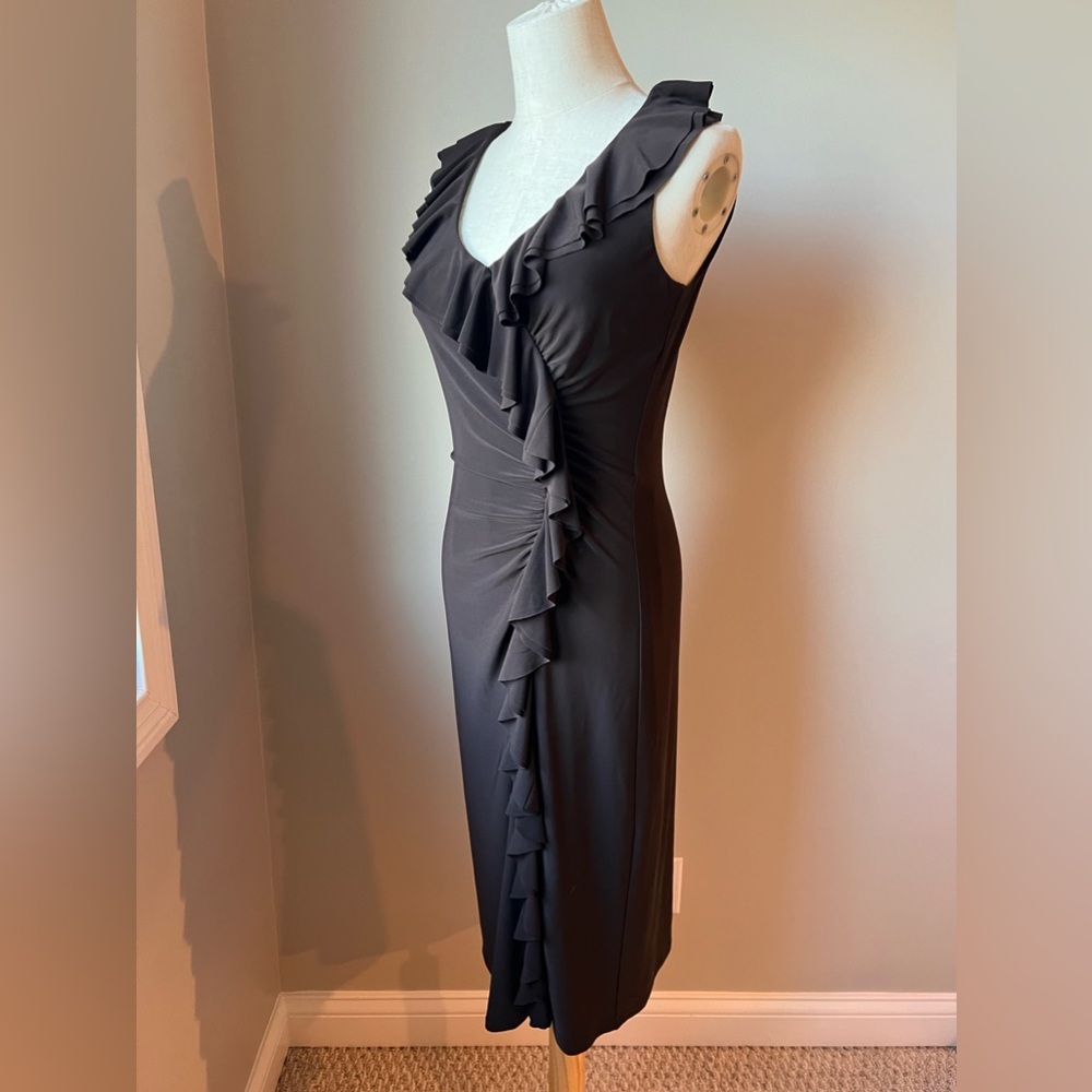 Lauren Ralph Lauren Brown Ruffles Stretch Midi Dress 4